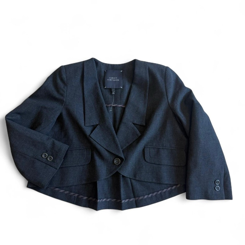 Robert Rodriguez Dark Gray Tailored Cropped Blazer Top